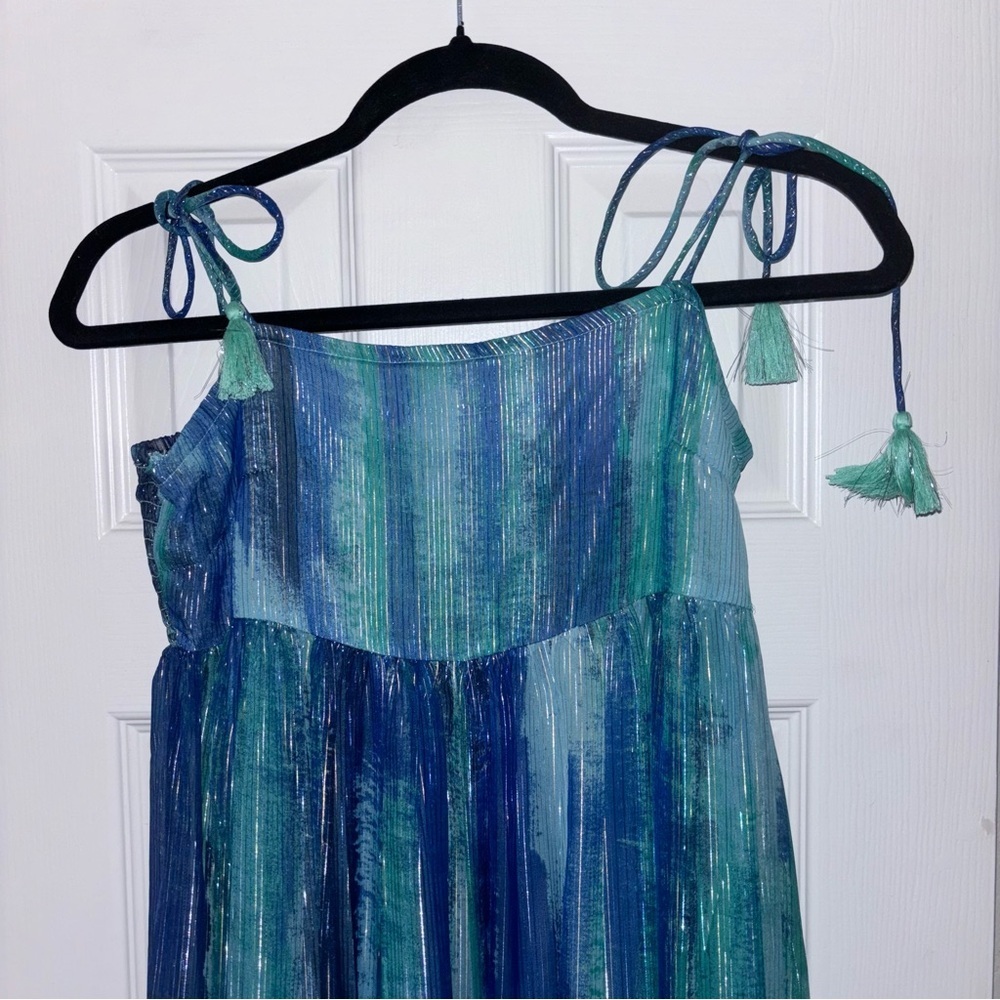 Elegant Blue and Green Maxi Dress